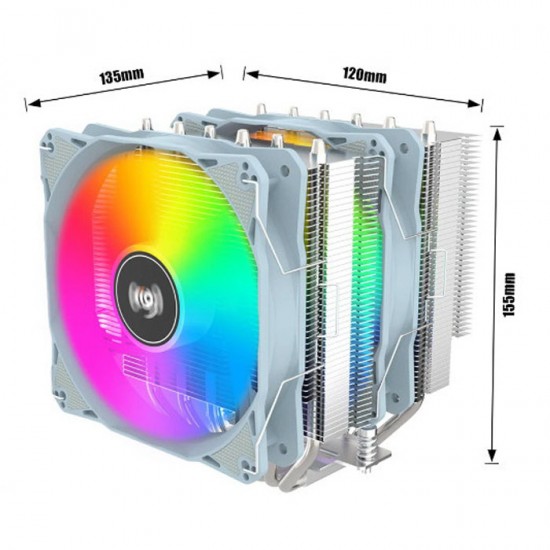 Aigo ICE 600 PRO 6 Heat Pipe Dual Fan CPU Cooler ARGB Prosesor Aigo ICE 600 PRO 6 Heat Pipe Dual Fan CPU Cooler ARGB Prosesor