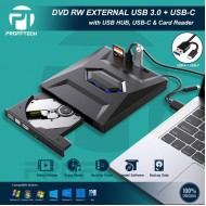 Profftech DVD-RW External USB 3.0 Type C USB Hub Card Reader Multiport