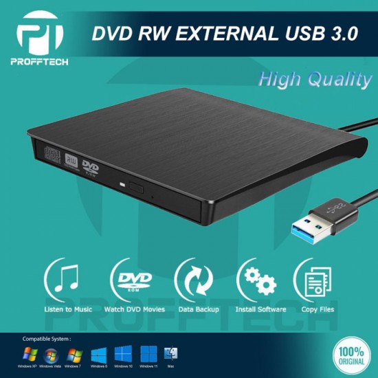 Profftech DVD-RW External USB 3.0 Drive Burner Player Profftech DVD-RW External USB 3.0 Drive Burner Player