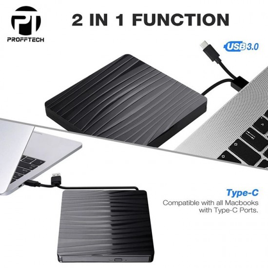Profftech DVD-RW External USB 3.0 Type C Drive Burner Player Profftech DVD-RW External USB 3.0 Type C Drive Burner Player