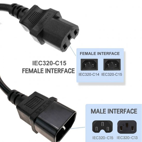 Profftech Kabel Power CPU to Monitor UPS C14-C15 2 Meter 1.5mm Profftech Kabel Power CPU to Monitor UPS C14-C15 2 Meter 1.5mm
