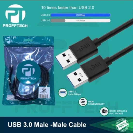 Profftech Kabel USB 3.0 Cable Male to Male 0.5 Meter Profftech Kabel USB 3.0 Cable Male to Male 0.5 Meter