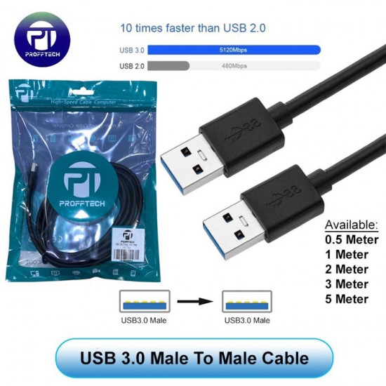 Profftech Kabel USB 3.0 Cable Male to Male 0.5 Meter Profftech Kabel USB 3.0 Cable Male to Male 0.5 Meter