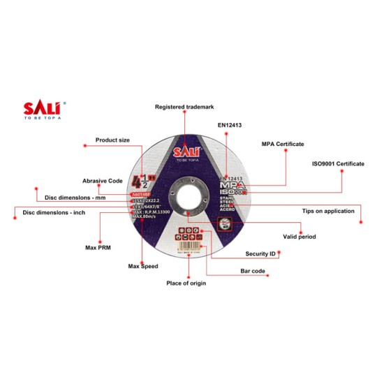 SALI Cutting Disc 4 Inch 107x1.0x16mm Batu Potong Besi SALI Cutting Disc 4 Inch 107x1.0x16mm Batu Potong Besi