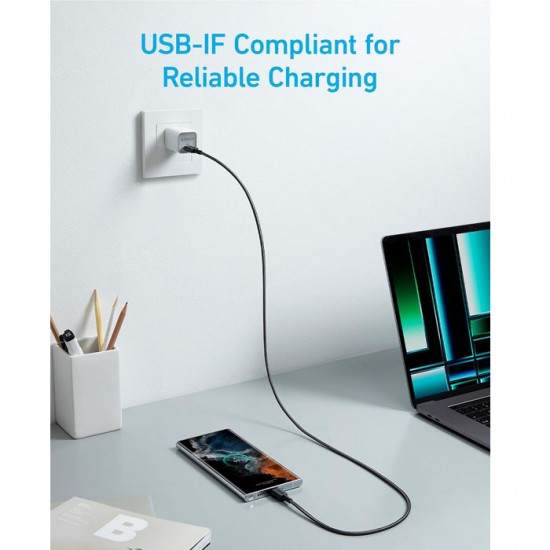 Anker 322 USB-C to USB-C Fast Charging Cable 3 ft 60W Braided A81F5H21