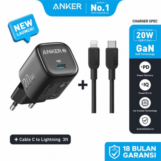ANKER Zolo Charger 20W With USB Type C to Lightning Cable B2699 ANKER Zolo Charger 20W With USB Type C to Lightning Cable B2699