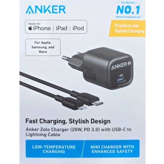 ANKER Zolo Charger 20W With USB Type C to Lightning Cable B2699 ANKER Zolo Charger 20W With USB Type C to Lightning Cable B2699