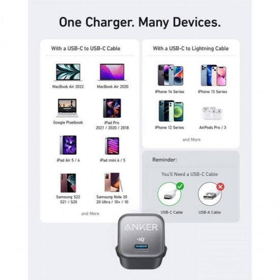 ANKER Zolo Charger 20W With USB Type C to Lightning Cable B2699 ANKER Zolo Charger 20W With USB Type C to Lightning Cable B2699