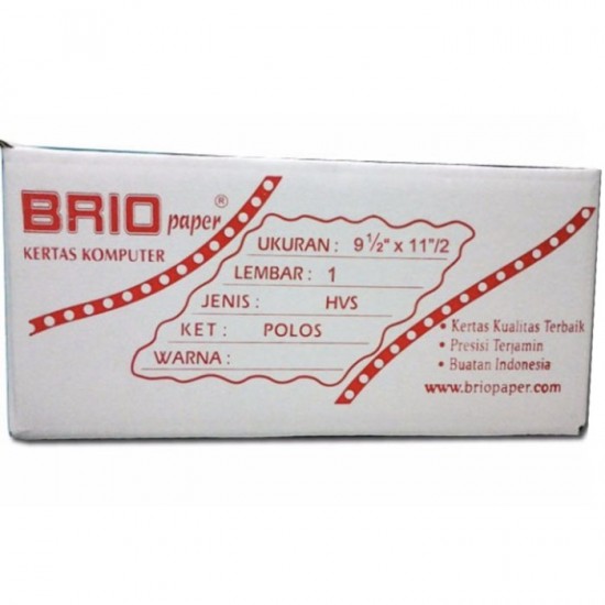 Brio Paper Continous Form 1 Ply Kertas Komputer 9 1/2" x 11"/2 Brio Paper Continous Form 1 Ply Kertas Komputer 9 1/2" x 11"/2