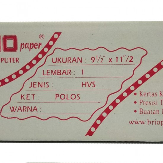 Brio Paper Continous Form 1 Ply Kertas Komputer 9 1/2" x 11"/2 Brio Paper Continous Form 1 Ply Kertas Komputer 9 1/2" x 11"/2