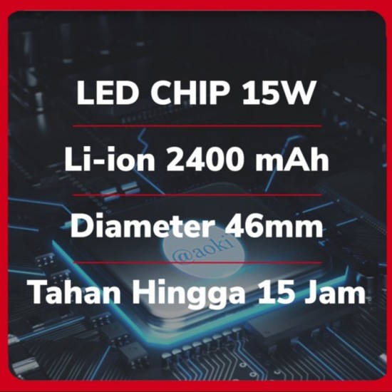 Aoki AK-3678L Professional Head Lamp 15W IP65 Senter Kepala LED 2400mAh Aoki AK-3678L Professional Head Lamp 15W IP65 Senter Kepala LED 2400mAh