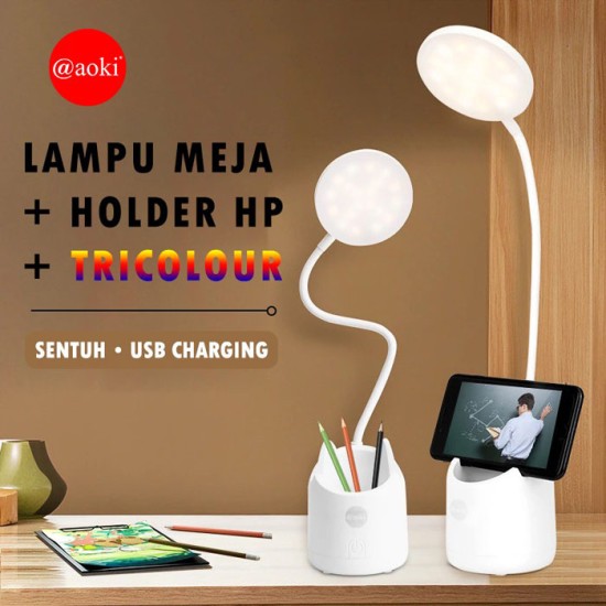Aoki AK-6059 Lampu Meja Belajar LED Sentuh 3 Warna Tempat Pulpen Aoki AK-6059 Lampu Meja Belajar LED Sentuh 3 Warna Tempat Pulpen