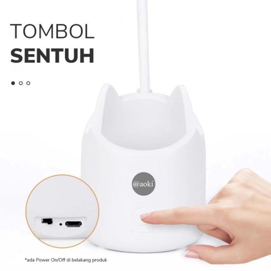 Aoki AK-6059 Lampu Meja Belajar LED Sentuh 3 Warna Tempat Pulpen Aoki AK-6059 Lampu Meja Belajar LED Sentuh 3 Warna Tempat Pulpen