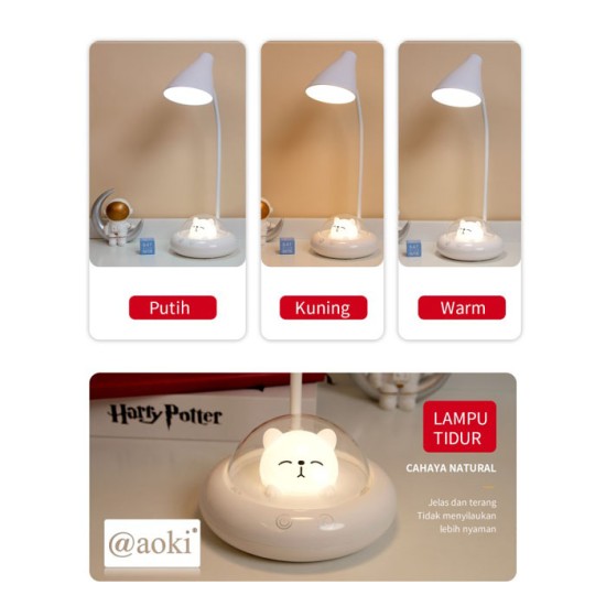 Aoki AK-6106 Lampu Meja Belajar UFO Kucing LED Table Lamp 1200mAh Aoki AK-6106 Lampu Meja Belajar UFO Kucing LED Table Lamp 1200mAh