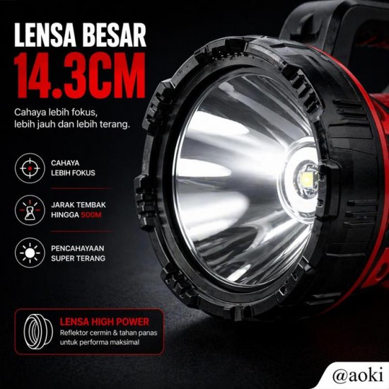 Aoki AK-6671MAX Senter LED 50 Watt 5400mAh Jumbo Rechargeable Aoki AK-6671MAX Senter LED 50 Watt 5400mAh Jumbo Rechargeable