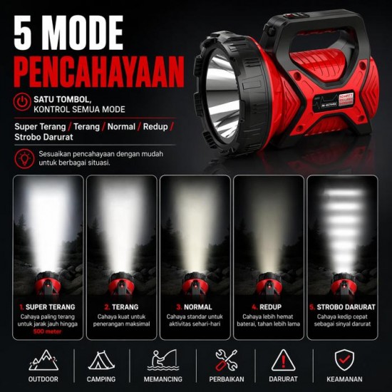 Aoki AK-6671MAX Senter LED 50 Watt 5400mAh Jumbo Rechargeable Aoki AK-6671MAX Senter LED 50 Watt 5400mAh Jumbo Rechargeable