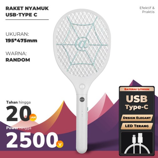 Aoki AK-879 Raket Nyamuk Rechargeable Kabel USB Type C Aoki AK-879 Raket Nyamuk Rechargeable Kabel USB Type C