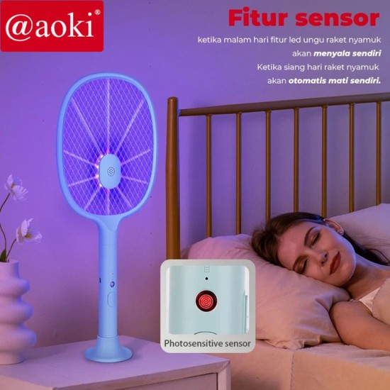 Aoki AK-896 Raket Nyamuk Sensor 2 in 1 Mosquito Swatter Photosensitive Aoki AK-896 Raket Nyamuk Sensor 2 in 1 Mosquito Swatter Photosensitive