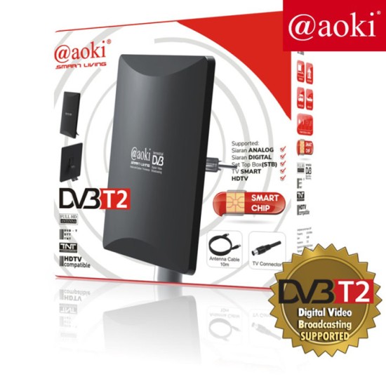 Aoki AT-3000 Antena TV Indoor Outdoor Antenna Digital DVB-T2 Booster Aoki AT-3000 Antena TV Indoor Outdoor Antenna Digital DVB-T2 Booster