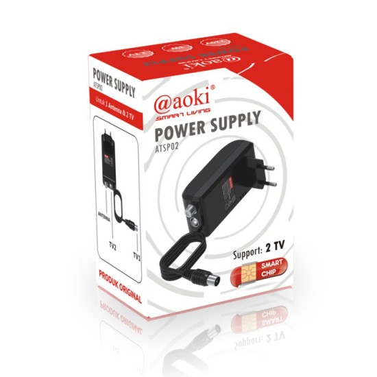 Aoki ATSP02 Booster Antena Adaptor Power Supply 1 Antenna 2 TV Aoki ATSP02 Booster Antena Adaptor Power Supply 1 Antenna 2 TV