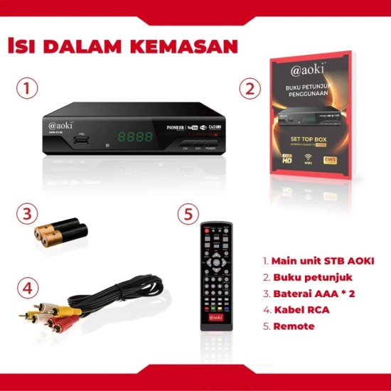 Aoki ASTB-T2-03 STB Set Top Box TV Digital Receiver Penerima Siaran Aoki ASTB-T2-03 STB Set Top Box TV Digital Receiver Penerima Siaran