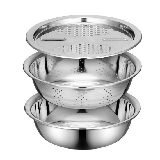 Baskom Stainless 3 in 1 Baskom Parut Tirisan Sayur Baskom Stainless 3 in 1 Baskom Parut Tirisan Sayur