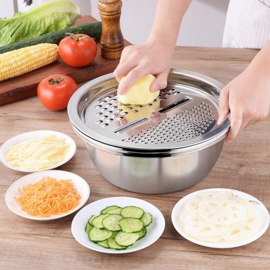 Baskom Stainless 3 in 1 Baskom Parut Tirisan Sayur Baskom Stainless 3 in 1 Baskom Parut Tirisan Sayur