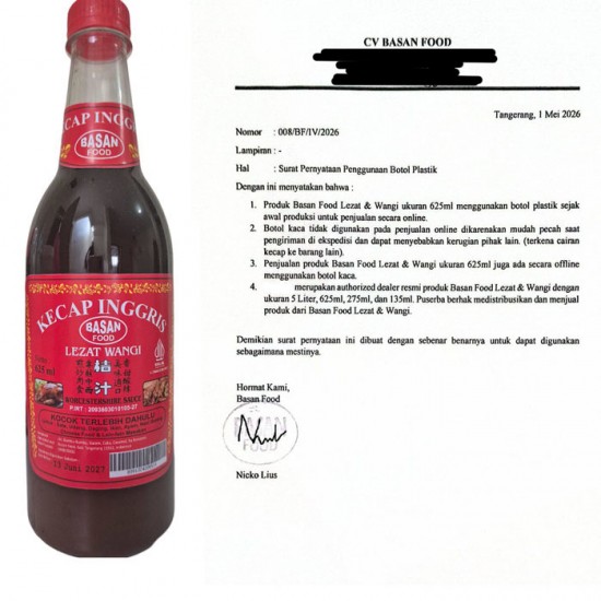 Basan Food Kecap Inggris Botol Besar 625ml