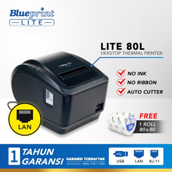 Blueprint Lite 80L Thermal Receipt Printer Kasir POS USB LAN BP-Lite80L Blueprint Lite 80L Thermal Receipt Printer Kasir POS USB LAN BP-Lite80L