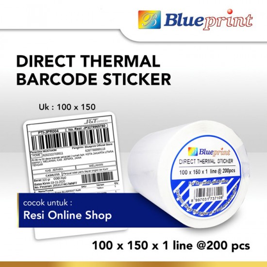 Blueprint Direct Thermal Sticker Label Stiker Barcode 100x150 mm 1 Line 200 pcs Blueprint Direct Thermal Sticker Label Stiker Barcode 100x150 mm 1 Line 200 pcs