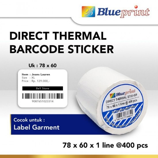 Blueprint Direct Thermal Sticker Label Stiker Barcode 78x60 mm 1 Line 400 pcs Blueprint Direct Thermal Sticker Label Stiker Barcode 78x60 mm 1 Line 400 pcs