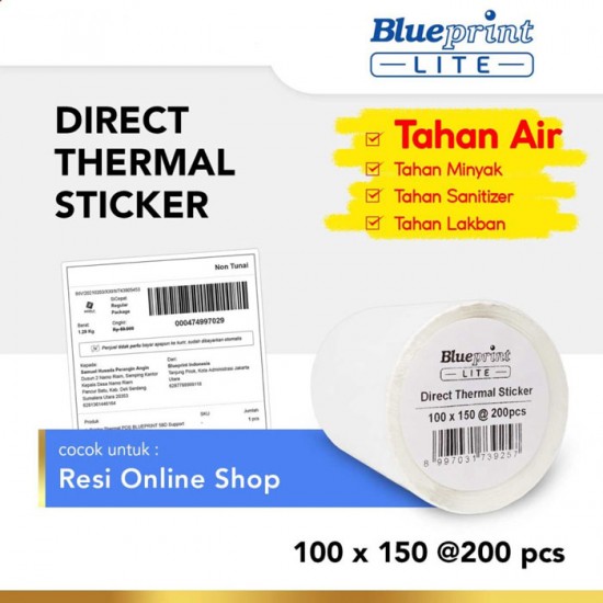 Blueprint Lite Direct Thermal Sticker Label Stiker Barcode 100x150 mm 1 Line 200 pcs Blueprint Lite Direct Thermal Sticker Label Stiker Barcode 100x150 mm 1 Line 200 pcs