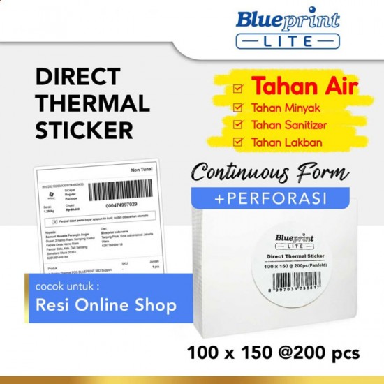 Blueprint Lite Direct Thermal Sticker Label Stiker Barcode 100x150 mm 1 Line 200 pcs Blueprint Lite Direct Thermal Sticker Label Stiker Barcode 100x150 mm 1 Line 200 pcs