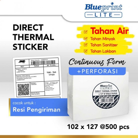 Blueprint Lite Direct Thermal Sticker Label Stiker Barcode 102x127 mm 1 Line 500 pcs Blueprint Lite Direct Thermal Sticker Label Stiker Barcode 102x127 mm 1 Line 500 pcs