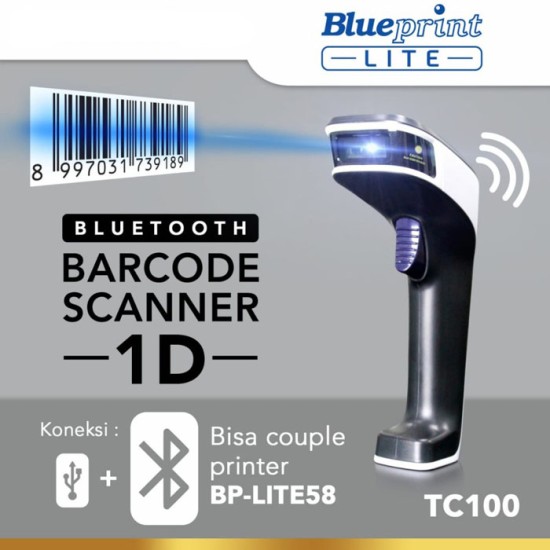 Blueprint BP-TC100 Barcode Scanner Bluetooth USB CCD Infrared 1D Auto Scan Blueprint BP-TC100 Barcode Scanner Bluetooth USB CCD Infrared 1D Auto Scan