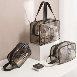 Tas Kosmetik Transparan PVC Travel Portable Pouch 3 Ukuran