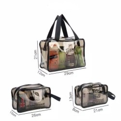 Tas Kosmetik Transparan PVC Travel Portable Pouch 3 Ukuran