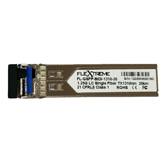Flextreme FL-GSFP-BIDI-1330-1550-20 SFP 1G Singlemode Single Core Flextreme FL-GSFP-BIDI-1330-1550-20 SFP 1G Singlemode Single Core