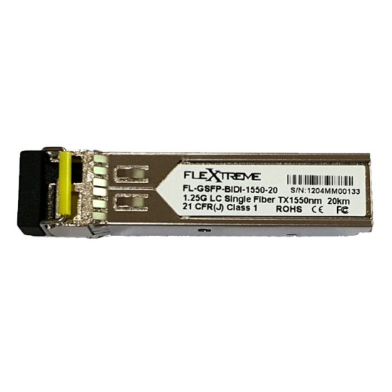 Flextreme FL-GSFP-BIDI-1330-1550-20 SFP 1G Singlemode Single Core Flextreme FL-GSFP-BIDI-1330-1550-20 SFP 1G Singlemode Single Core