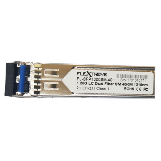 Flextreme FL-SFP1000SM-40 SFP Module 1000BaseLX Single Mode 40 Km Flextreme FL-SFP1000SM-40 SFP Module 1000BaseLX Single Mode 40 Km