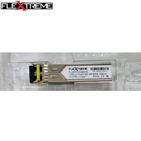 Flextreme FL-SFP1000SM-80 SFP Module 1000BaseLX Singlemode 80 Km Flextreme FL-SFP1000SM-80 SFP Module 1000BaseLX Singlemode 80 Km