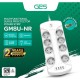GES GM8U-NR Stop Kontak 8 Lubang 4 Port USB Anti Petir Surge Protector