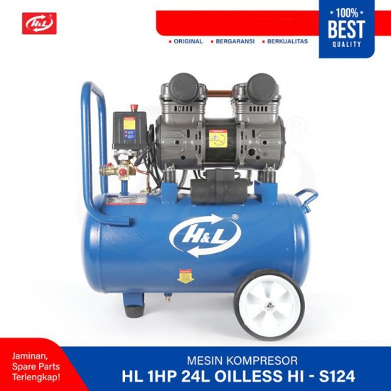 HL HI-S124 Mesin Kompresor Angin 1HP 24 Liter Oiless Air Compressor HL HI-S124 Mesin Kompresor Angin 1HP 24 Liter Oiless Air Compressor