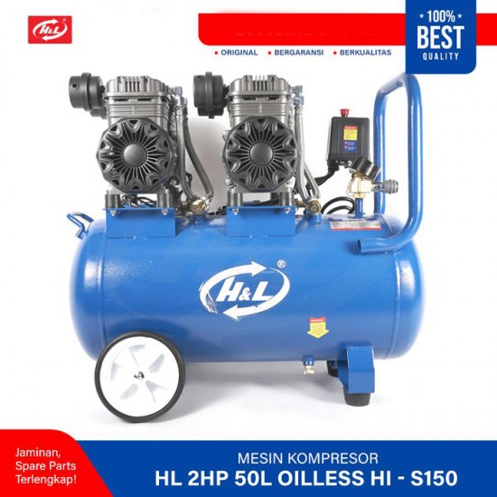 HL HI-S250 Mesin Kompresor Angin 2HP 50 Liter Oiless Air Compressor HL HI-S250 Mesin Kompresor Angin 2HP 50 Liter Oiless Air Compressor