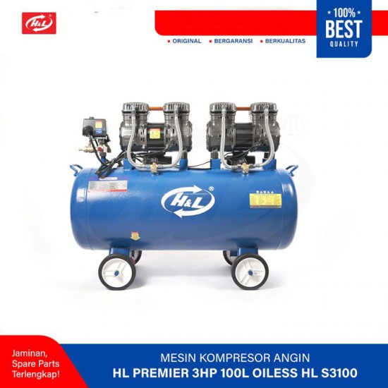 HL Premier HL-S3100 Mesin Kompresor Angin 3HP 100 Liter Oiless Air Compressor