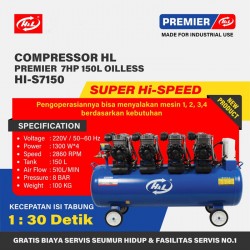 HL Premier HI-S7150 Mesin Kompresor Angin 7HP 150 Liter Oiless Air Compressor