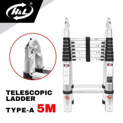 HL Tangga Lipat Aluminium Teleskopik Tipe A 5 Meter Double