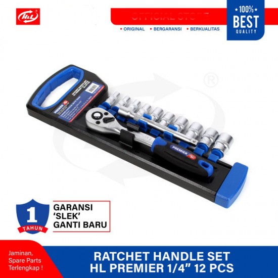 HL Premier HL72T12C Ratchet Handle Set Kunci Sok Shock 1/4 Inch 12 Pcs HL Premier HL72T12C Ratchet Handle Set Kunci Sok Shock 1/4 Inch 12 Pcs
