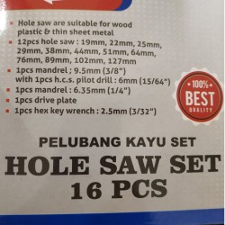 HL Hole Saw Set Kit 16 Pcs Holesaw Pelubang Kayu