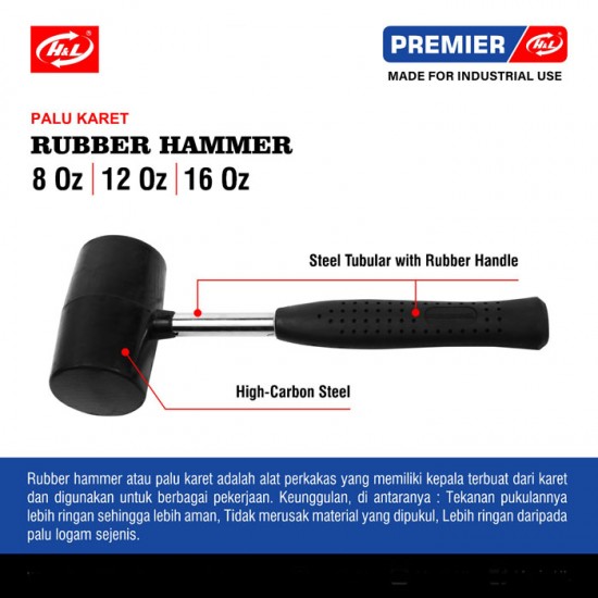 HL Premier Palu Karet Rubber Hammer 8oz 12oz 16oz HL Premier Palu Karet Rubber Hammer 8oz 12oz 16oz